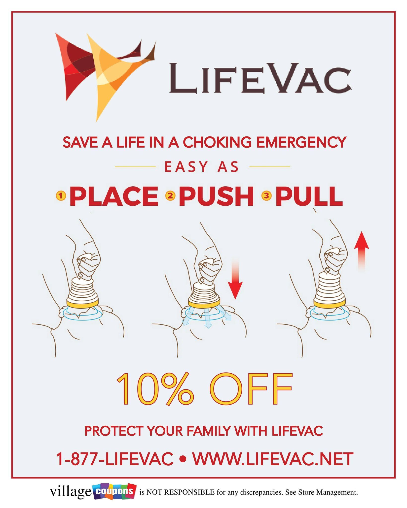 An advertisement for lifevac that says 10 % off