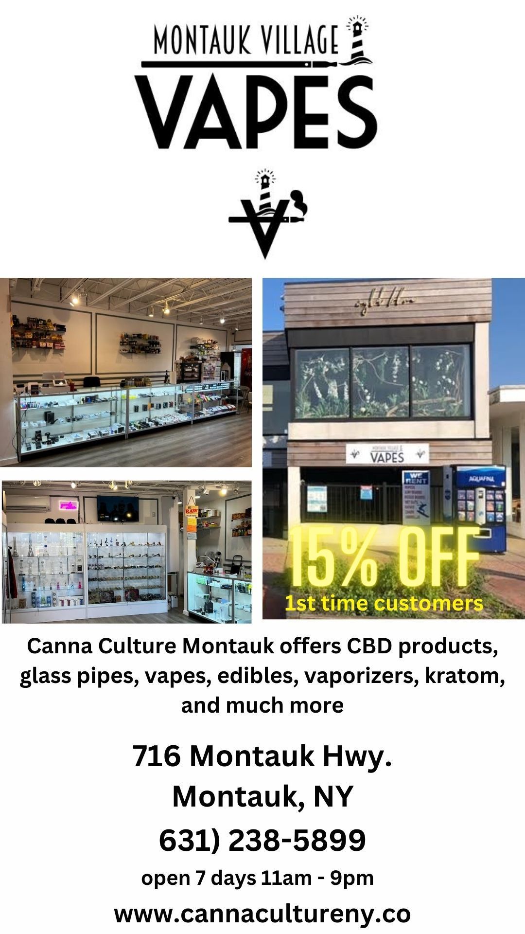 A poster for a store called vapes in montauk ny