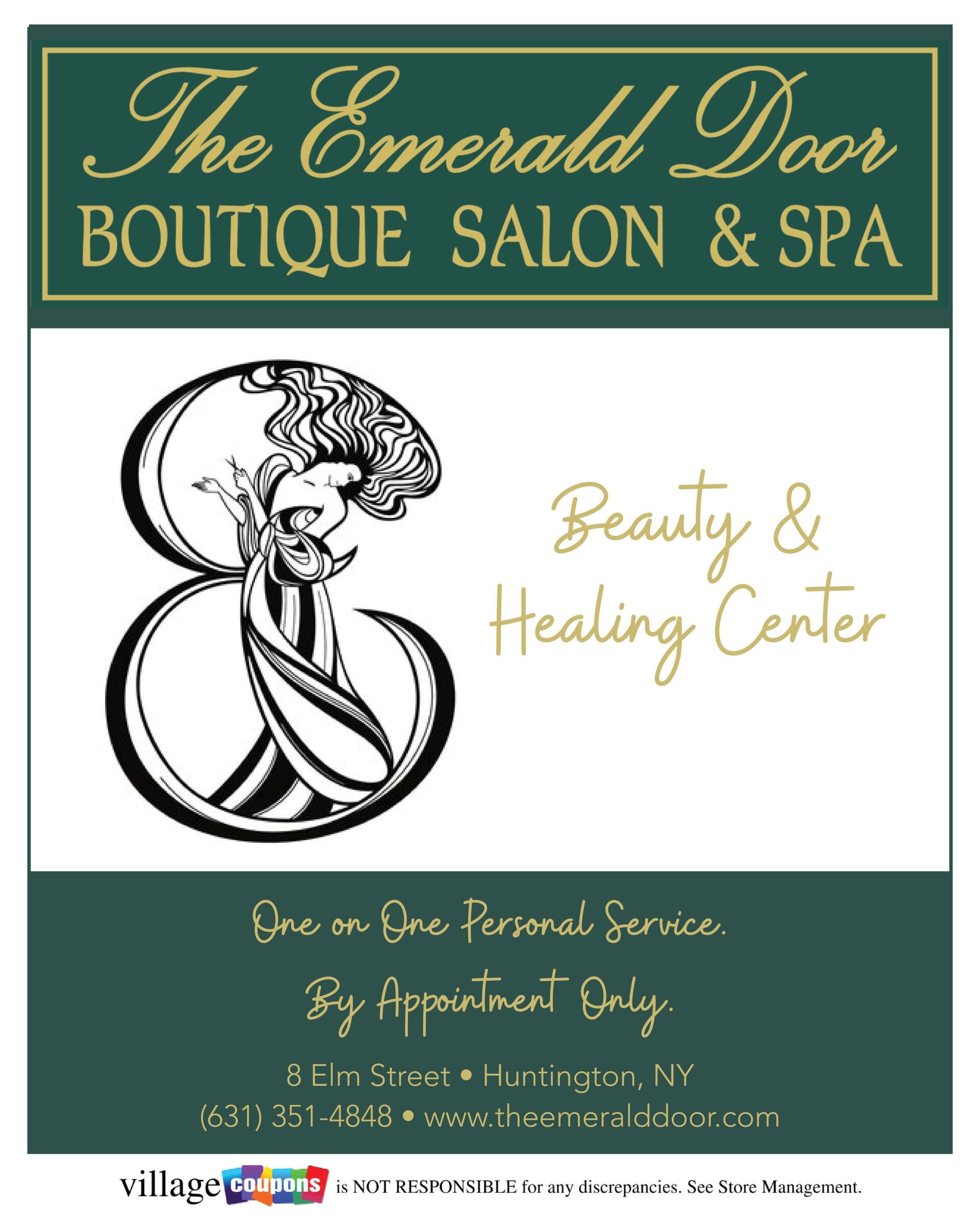 A poster for the emerald door boutique salon & spa
