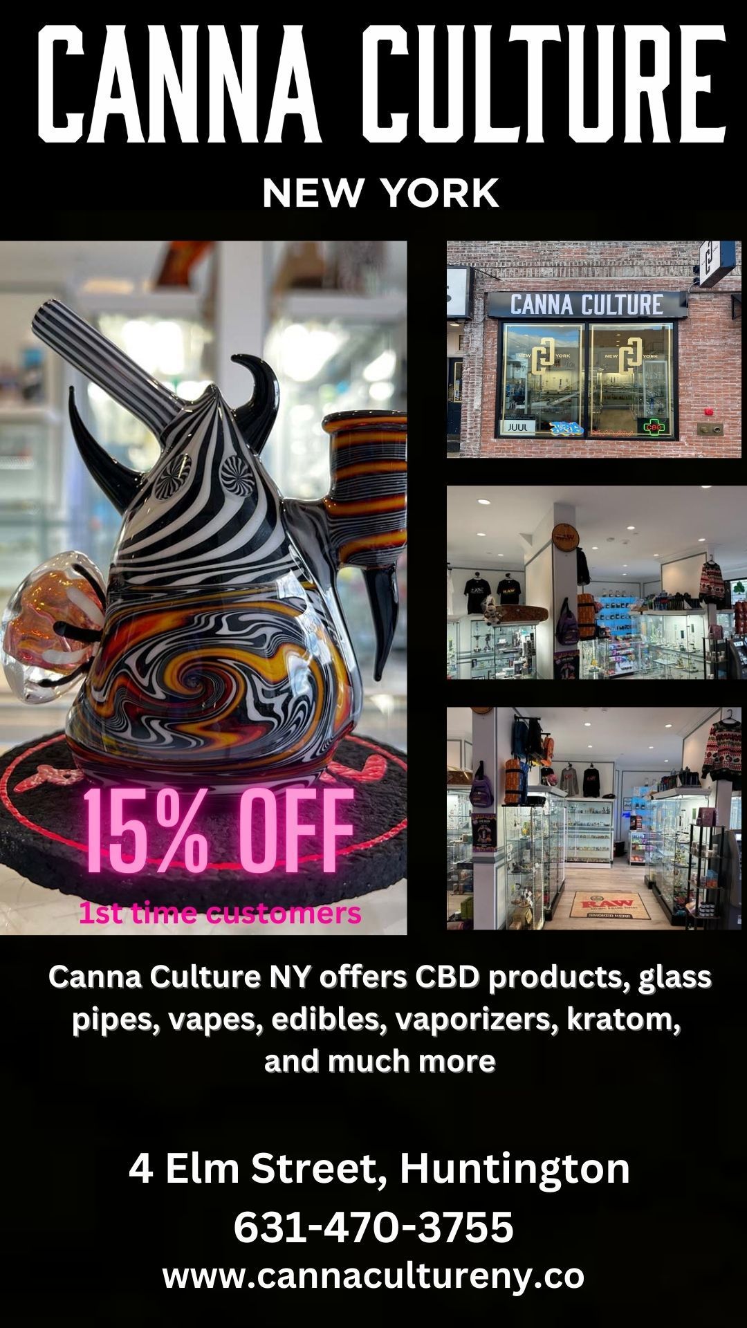 An advertisement for canna culture in new york