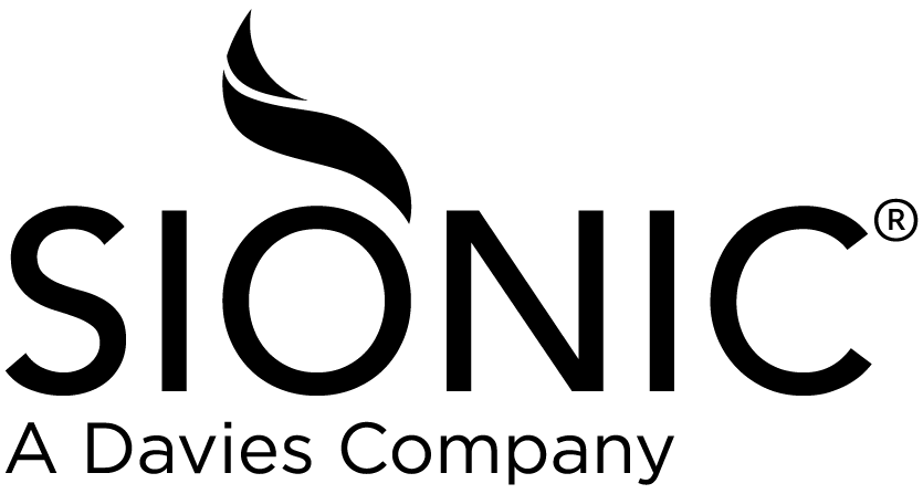 A black and white logo for sionic a davies company.