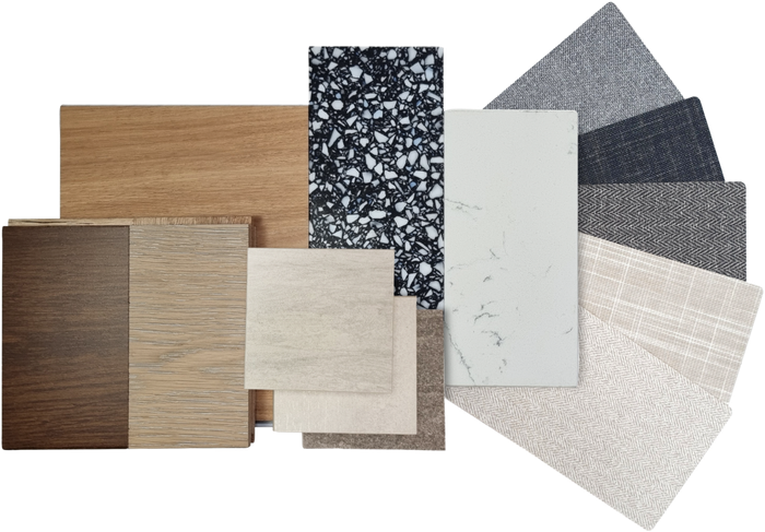A collage of different types of wood , marble , and fabric.