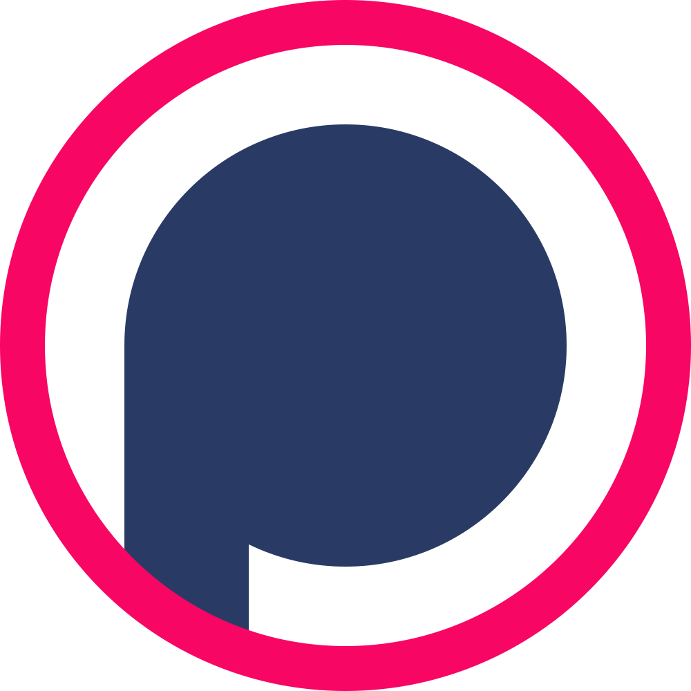 A pink circle with a blue circle inside of it