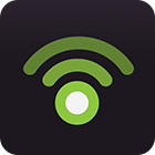 A green and white wifi icon on a black background.