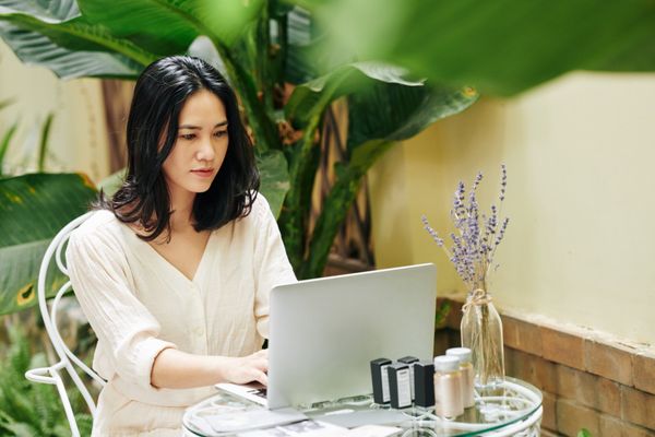 business woman working online