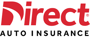 The logo for direct auto insurance is red and black.