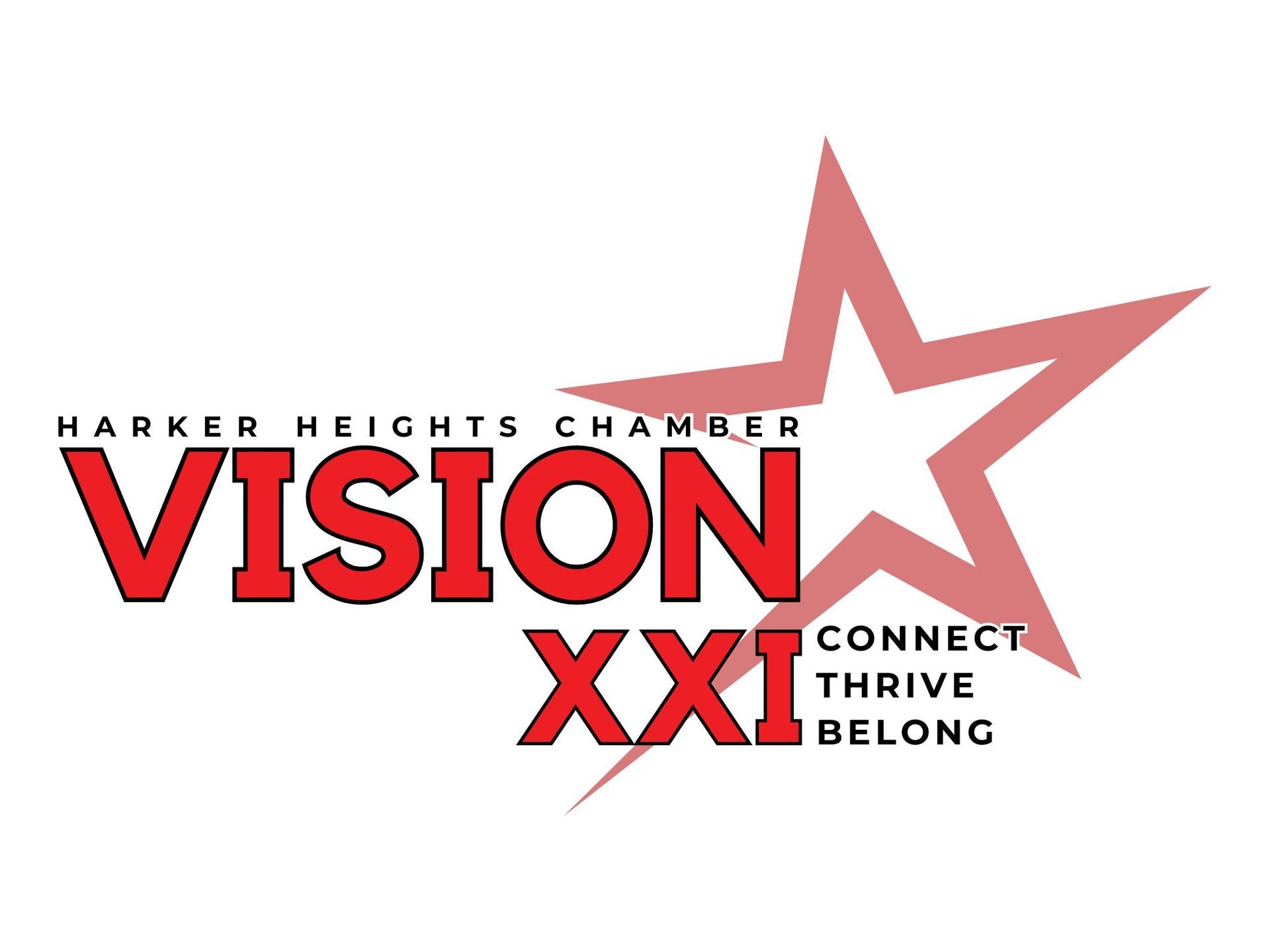 The logo for the harker heights chamber of commerce is a red star.