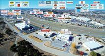 An aerial view of a large industrial area with lots of buildings.