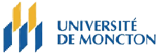 Logo of Université de Moncton. Contains a graphic of blue and yellow vertical bars next to text.