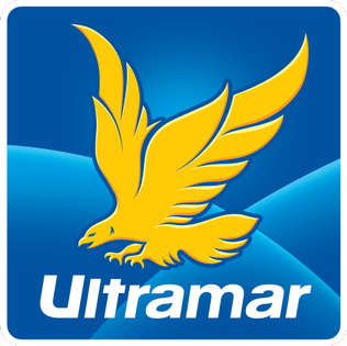 Yellow eagle logo for Ultramar on a blue gradient background.
