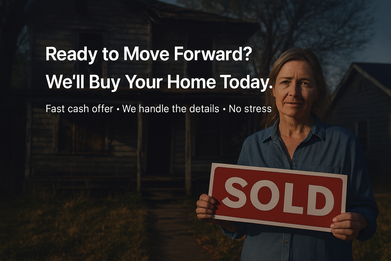 Woman holding a sign