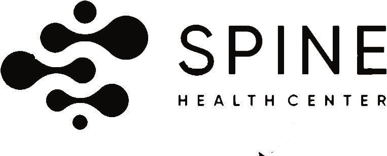 Logo for Spine Health Center. Black interconnected shapes with