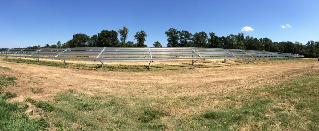 A large field with a lot of solar panels in it