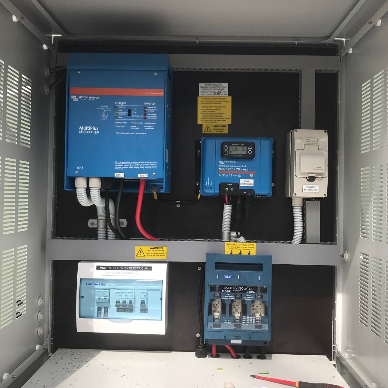 A Bunch Of Batteries Are Sitting On A Wooden Shelf In A Room — Evolution Solar Kingaroy in Kingaroy, QLD