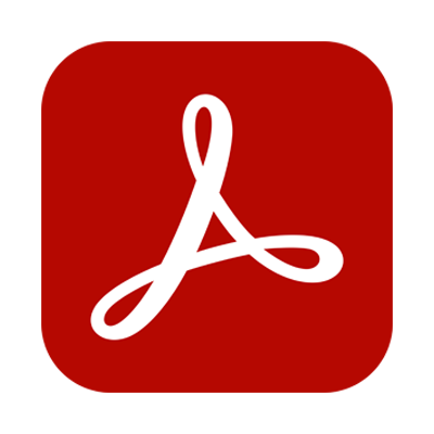 Adobe Acrobat logo in a red square on awhite background