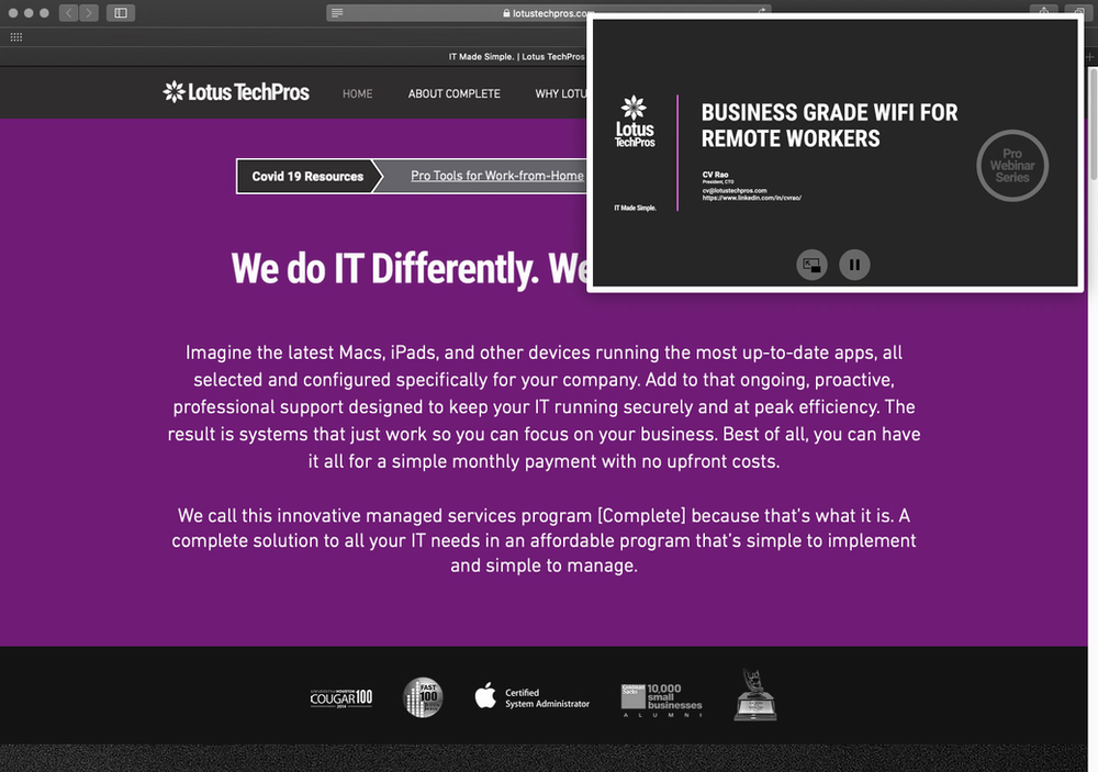 A screenshot of a website that says we do it differently