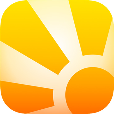 An app icon with the sun shining through the rays
