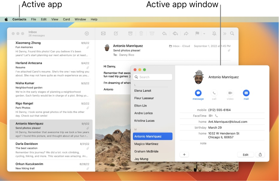 A screenshot of an active app window on a mac