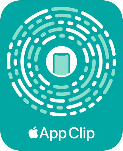 The app clip logo is a green circle with a white circle in the middle.