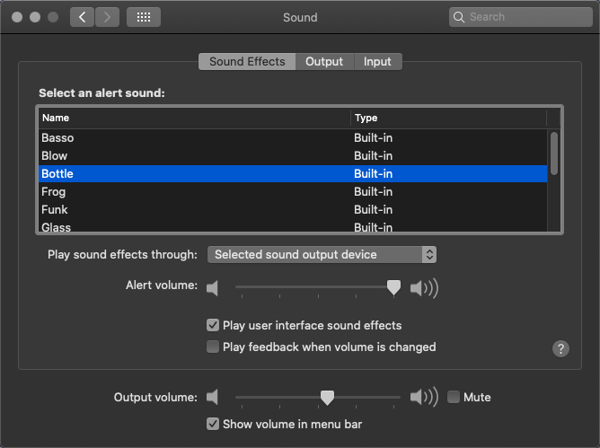 A screenshot of a sound effects screen on a computer