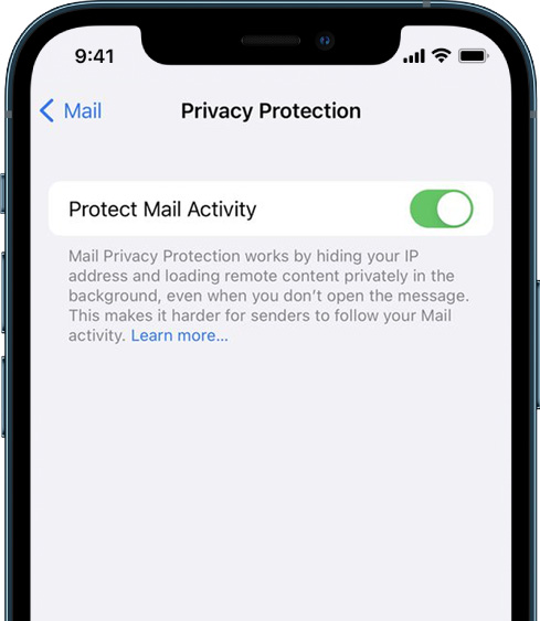 A screenshot of the privacy protection screen on an iphone.