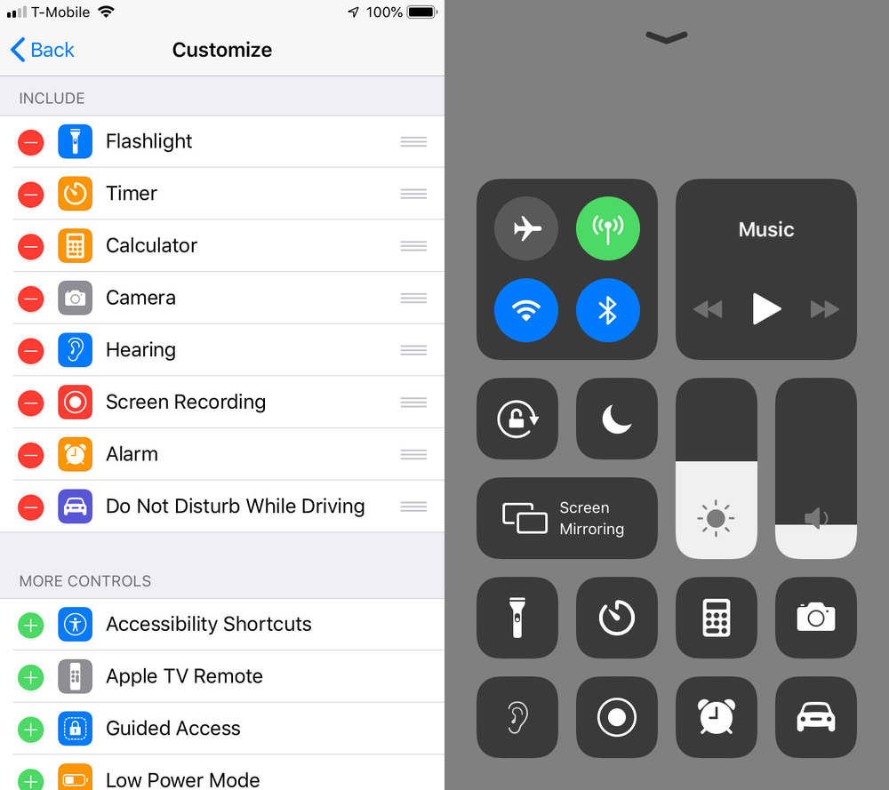 A screenshot of the control center on an iphone.