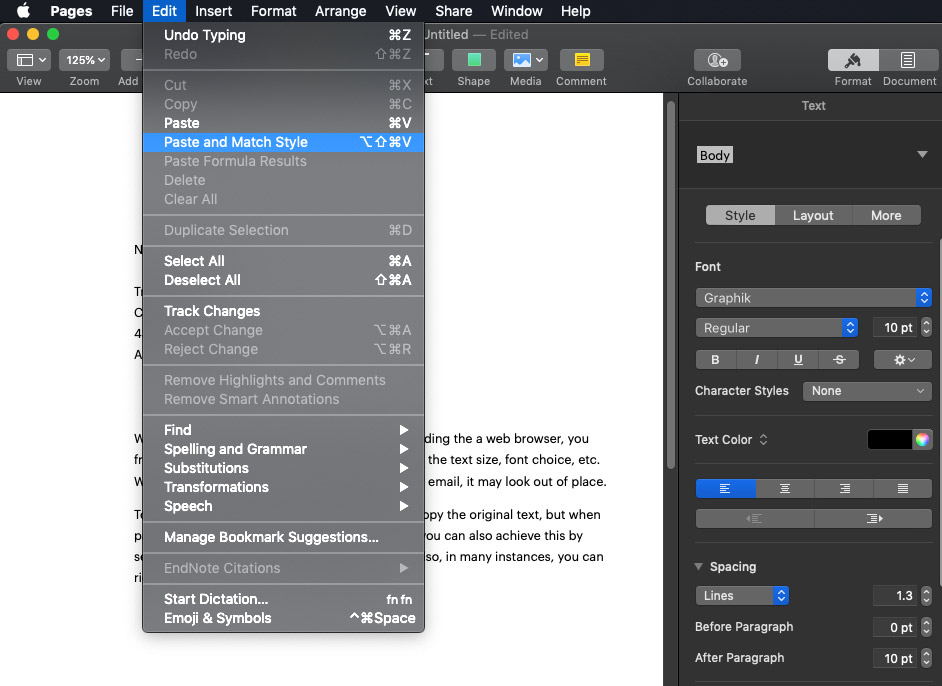 A screenshot of a computer screen showing a menu of options
