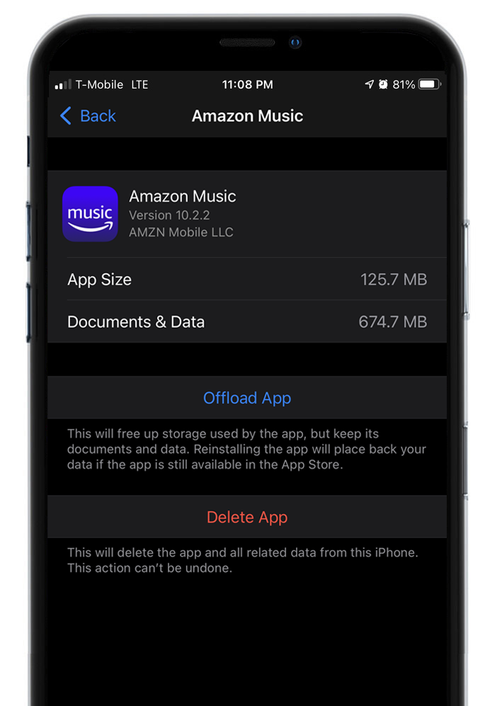 A screenshot of the amazon music app on a cell phone.