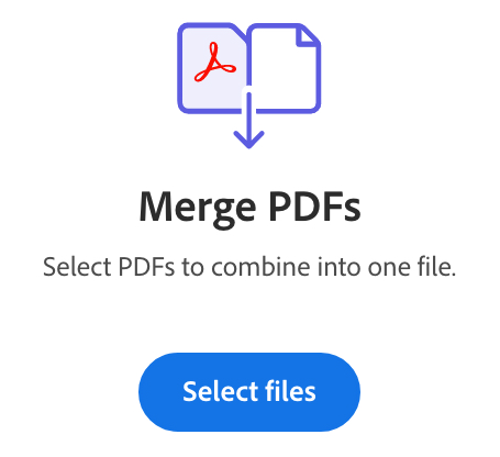 A screenshot of a merge pdfs page where you can select pdfs to combine into one file.