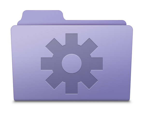 A purple folder with a gear on it