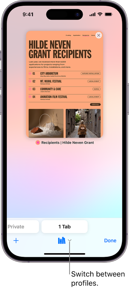 A cell phone with a picture of a book titled hilde never grant recipients.