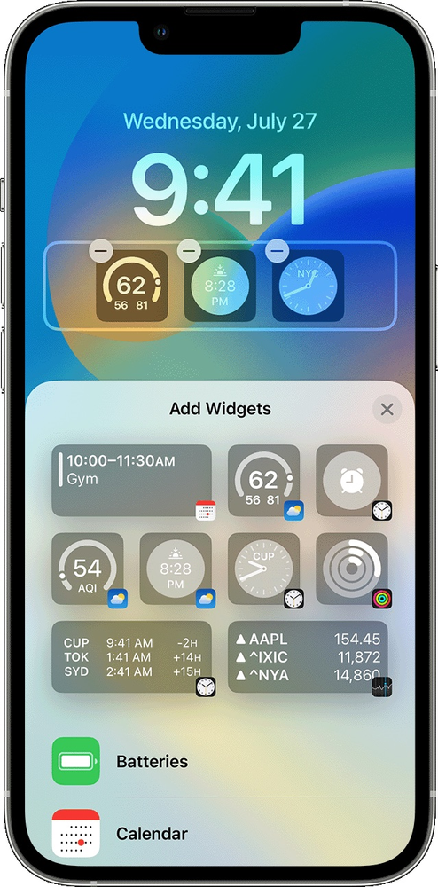 A cell phone with a widget on the home screen.