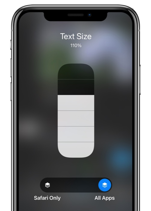 A close up of a cell phone showing the text size.