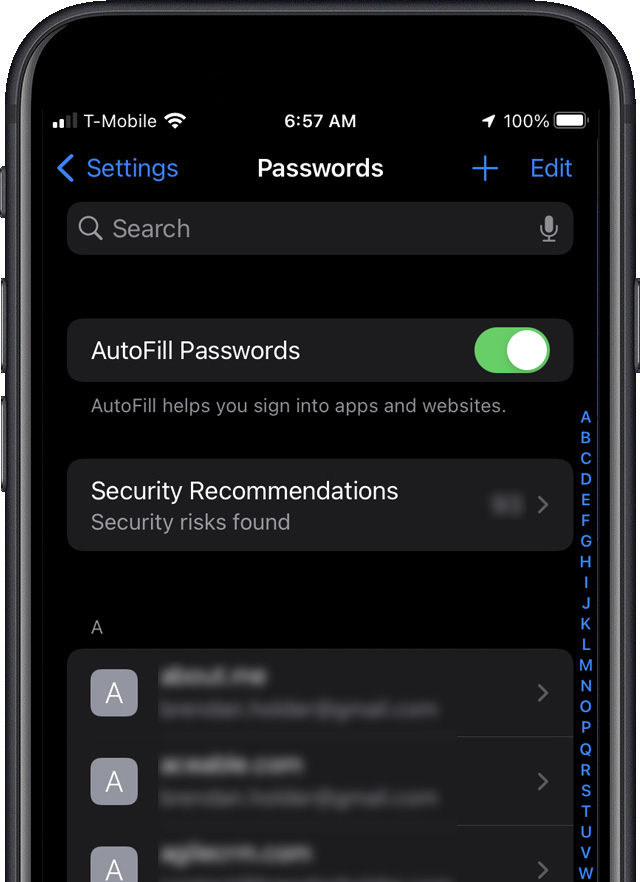 A screenshot of the settings page on a cell phone.