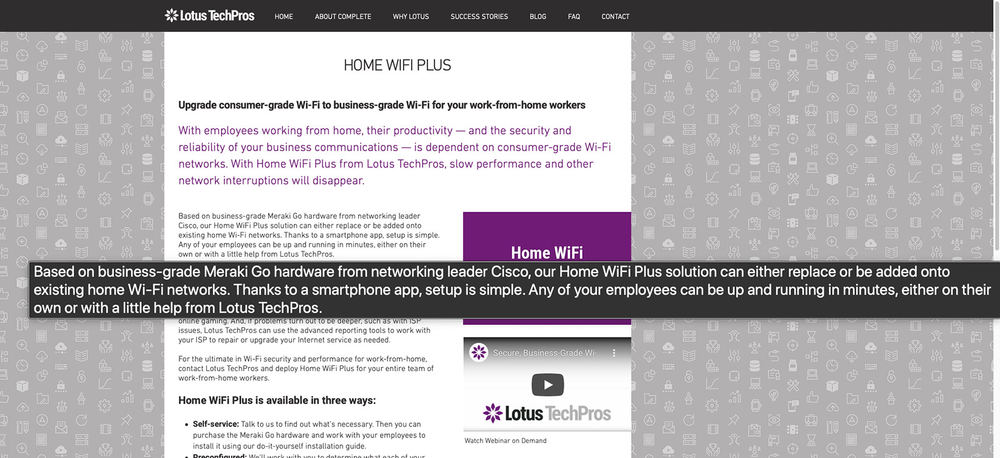 A screenshot of a website with a purple banner on it