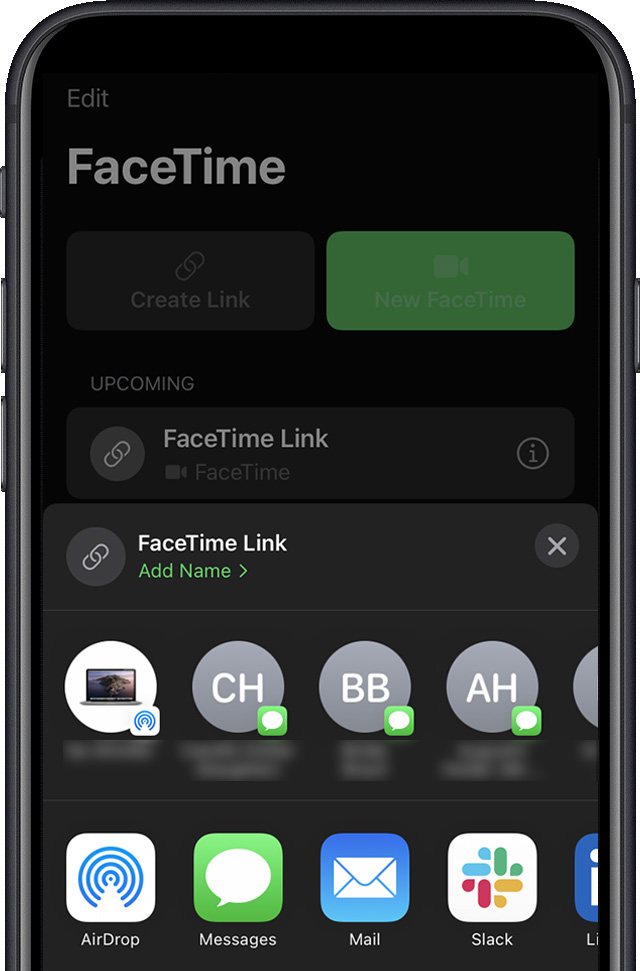 A phone with the facetime app open on it.