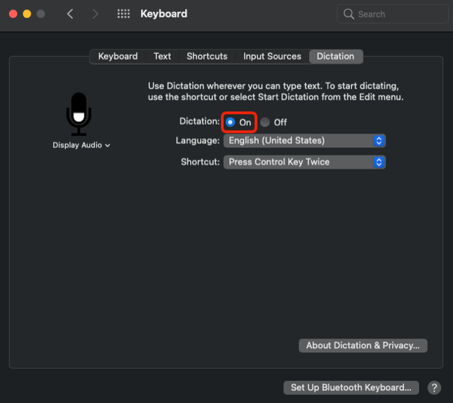 A screenshot of the keyboard settings on a mac