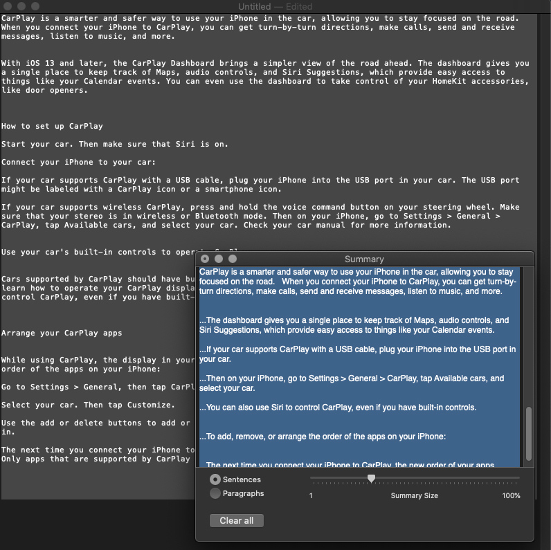 A screenshot of a carplay app on a computer