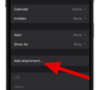 A phone screen with an arrow pointing to add attachment