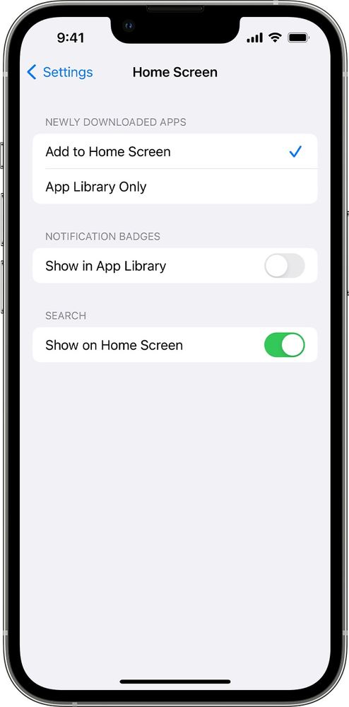 A screenshot of the home screen settings on an iphone.
