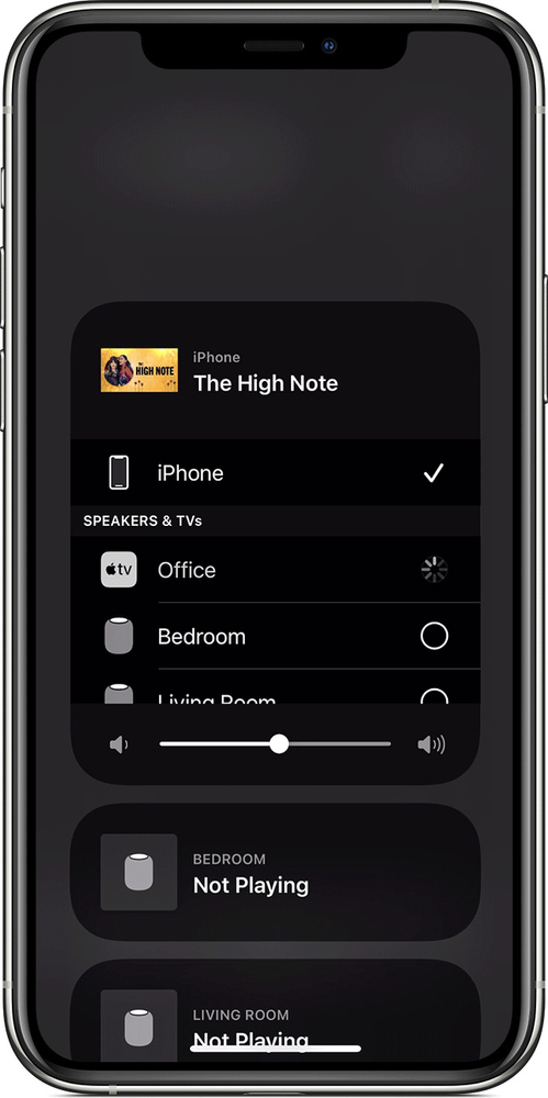 A cell phone with the high notes app open on it.
