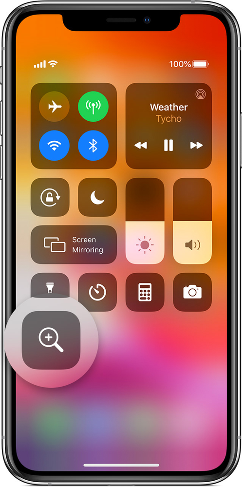 A screenshot of the control center on an iphone.