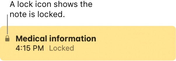 A lock icon shows the note is locked.