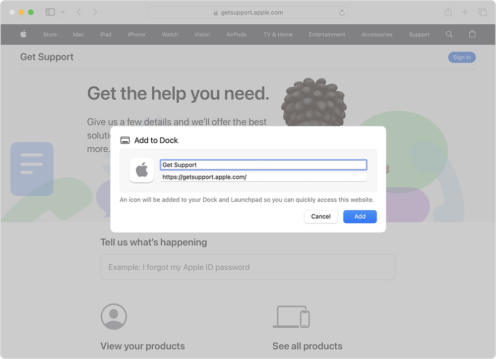 A screenshot of an apple support page on a computer screen.