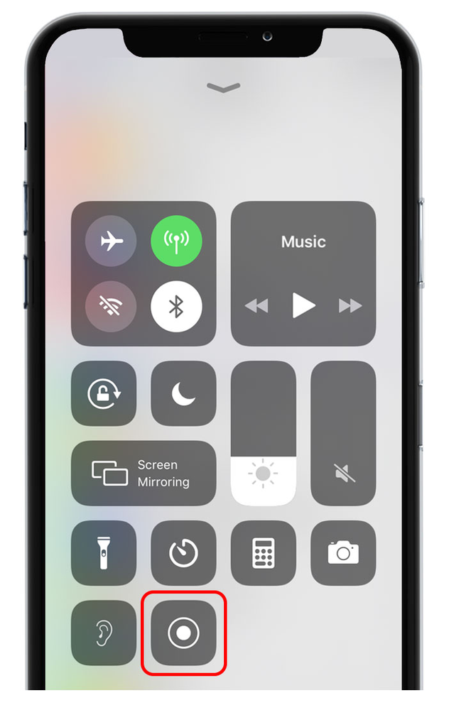 A screenshot of the control center on an iphone.