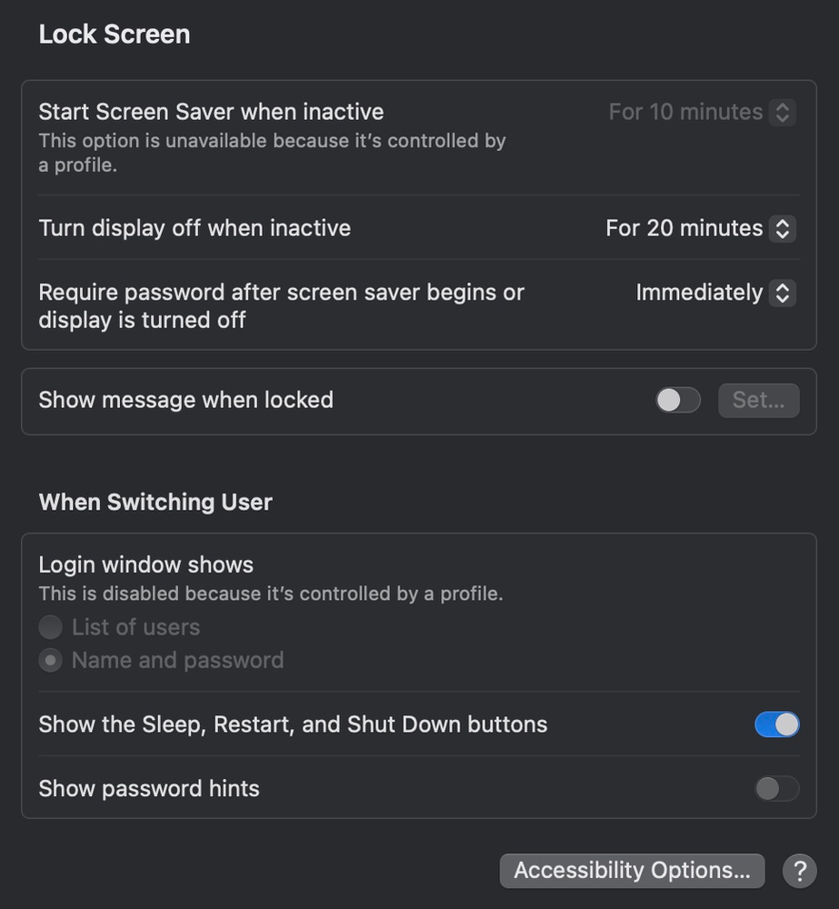 A screen shot of a lock screen settings page