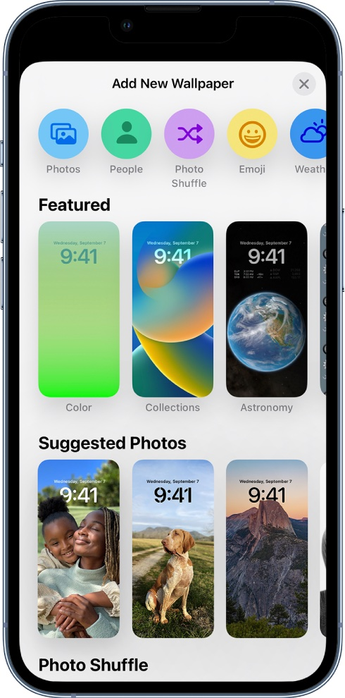 A screenshot of the add new wallpaper app on a cell phone.