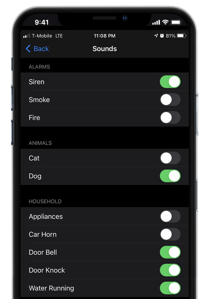 A screenshot of the sounds app on a cell phone.