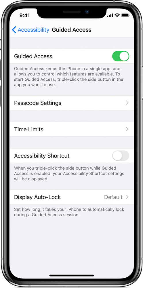 A screenshot of the guided access app on an iphone.
