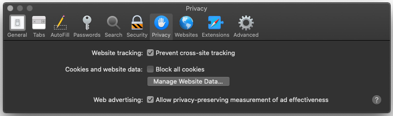 A screenshot of a computer screen showing the privacy settings